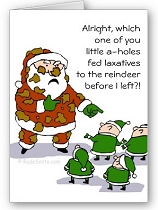 Rude Santa Funny Christmas Cards and shirts